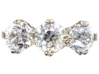 Art Deco Platinum Three Stone Diamond Ring