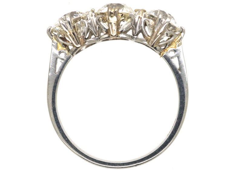 Art Deco Platinum Three Stone Diamond Ring