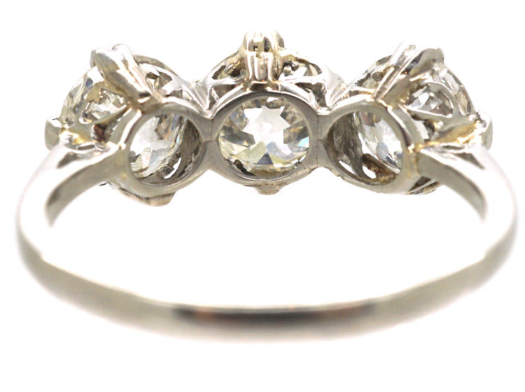 Art Deco Platinum Three Stone Diamond Ring