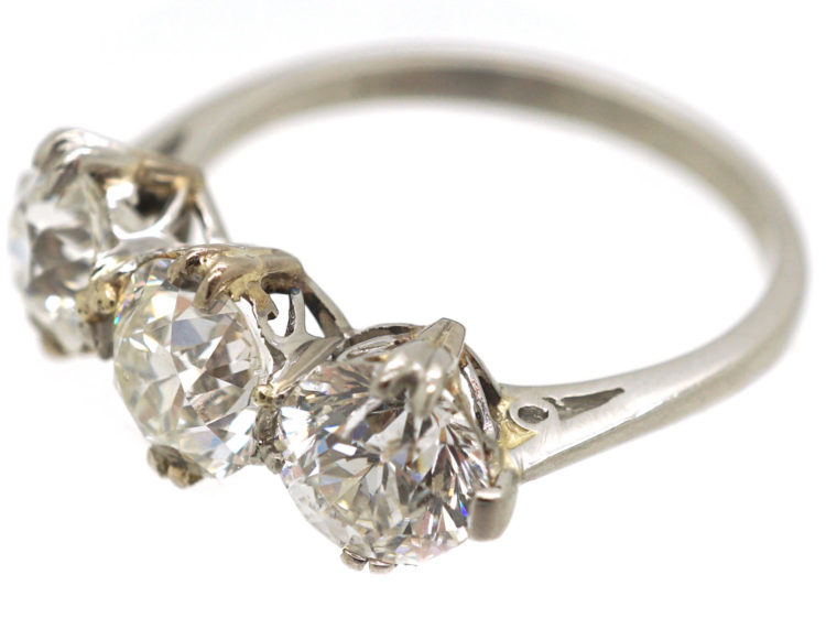 Art Deco Platinum Three Stone Diamond Ring
