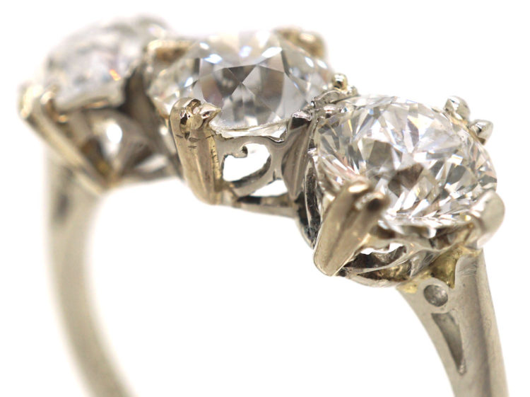 Art Deco Platinum Three Stone Diamond Ring