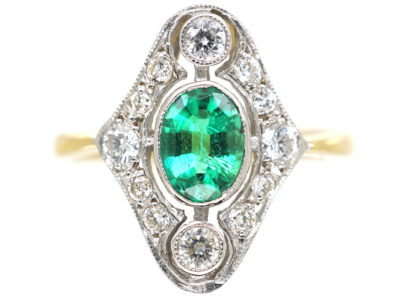 Art Deco 18ct Gold & Platinum, Emerald & Diamond Ring Art Deco 18ct Gold & Platinum, Emerald & Diamond Ring