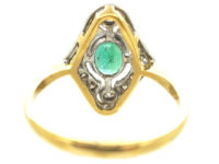 Art Deco 18ct Gold & Platinum, Emerald & Diamond Ring
