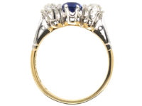 Art Deco 18ct Gold & Platinum, Sapphire & Diamond Three Stone Ring