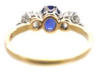 Art Deco 18ct Gold & Platinum, Sapphire & Diamond Three Stone Ring