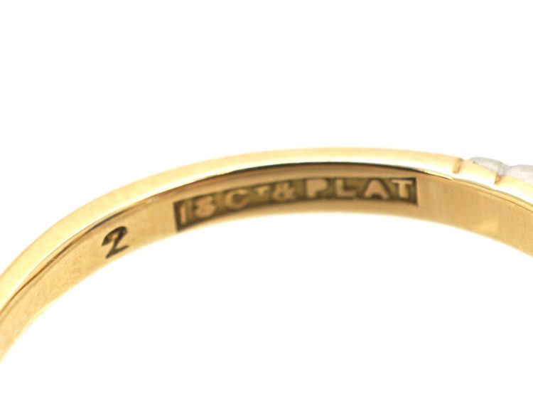 Art Deco 18ct Gold & Platinum, Sapphire & Diamond Three Stone Ring