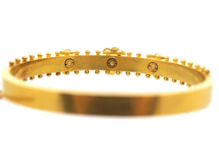 Victorian 15ct Gold Triple Natural Split Pearl Cluster Bangle
