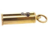 Edwardian 15ct Gold Mezuzah Pendant set with a Ruby, Sapphire & Diamonds