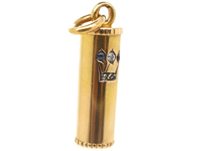 Edwardian 15ct Gold Mezuzah Pendant set with a Ruby, Sapphire & Diamonds