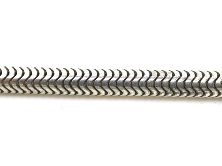 Victorian Long Silver Snake Link Guard Chain