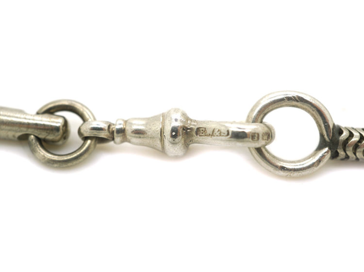 Victorian Long Silver Snake Link Guard Chain