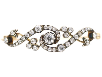 Edwardian 15ct Gold Twist Design Diamond Bangle