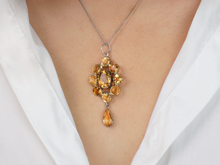 Victorian Silver Gilt & Citrine Pendant