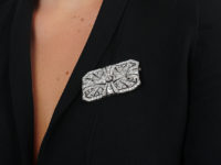 Large Art Deco Platinum & Diamond Rectangular Brooch