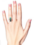 Art Deco Silver, Gold Onyx Marcasite & Amazonite Rectangular Ring