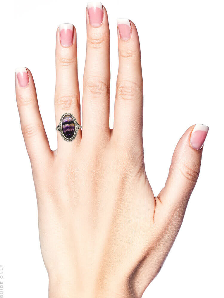 Silver, Blue John & Marcasite Ring