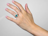 Swedish 18ct Gold Emerald & Diamond Cluster Ring