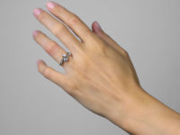 Edwardian 18ct Gold & Platinum Crossover Ring set with a Natural Pearl & a Diamond