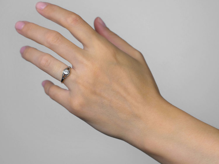 Art Deco 14ct White Gold Diamond Solitaire Ring