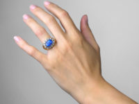 14ct Gold Large Oval Sapphire & Diamond Cluster Ring