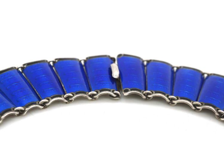 Silver & Blue Enamel Collar by Einar Modahl