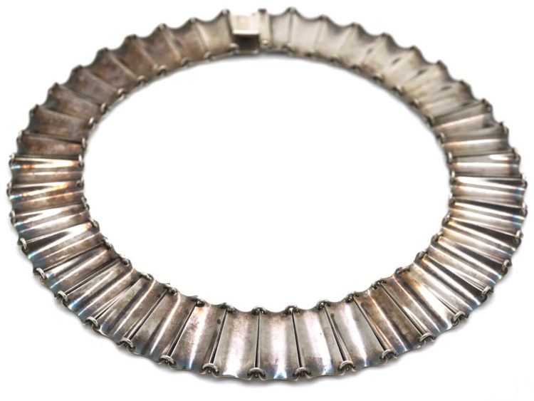 Silver & Blue Enamel Collar by Einar Modahl