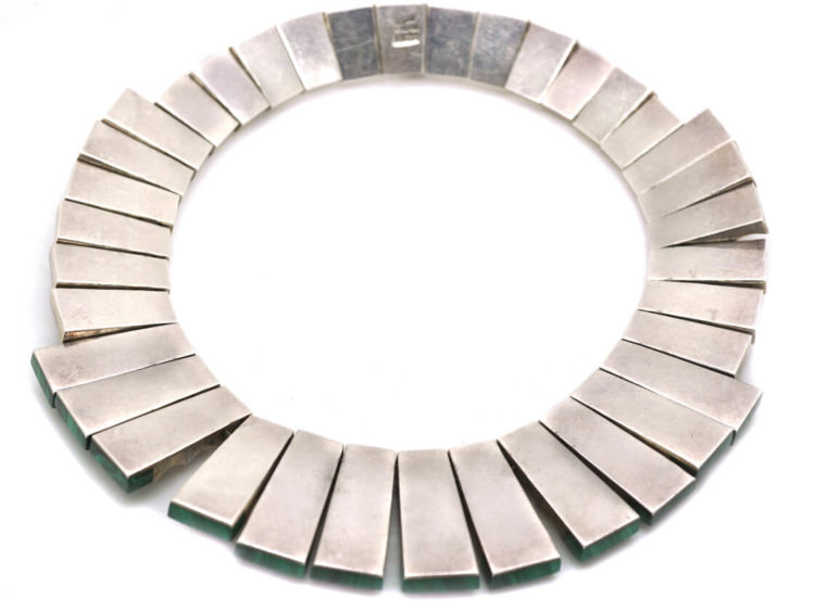 Mexican Silver & Malachite Collar by the Monteros Workshop