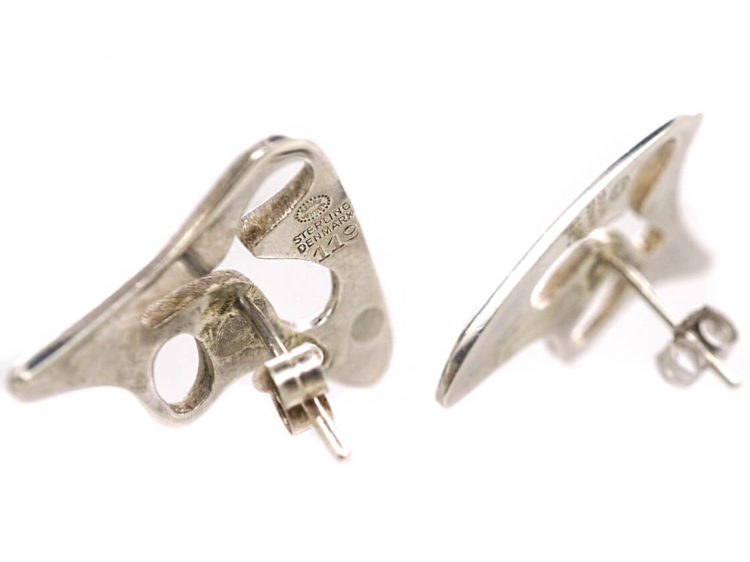 Georg Jensen Silver Earrings Designed by Henning Koppel