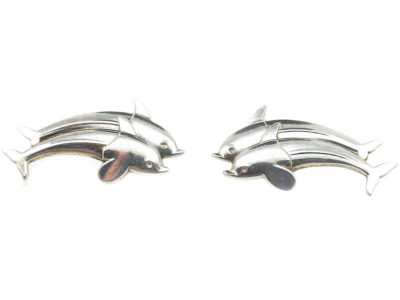 Silver Dolphin Earrings by Arno Malinowski for Georg Jensen Silver Dolphin Earrings by Arno Malinowski for Georg Jensen