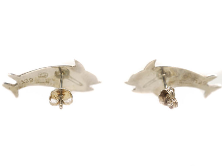 Silver Dolphin Earrings by Arno Malinowski for Georg Jensen