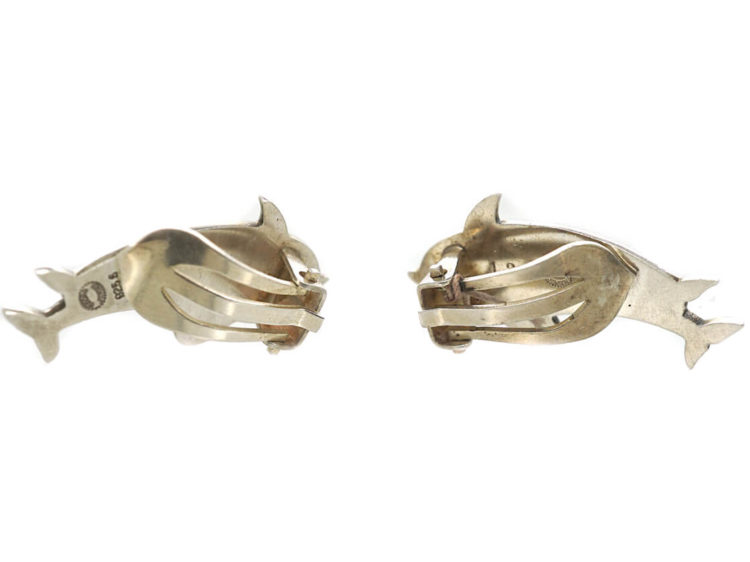 Silver Dolphin Clip On Earrings by Arno Malinowski for Georg Jensen