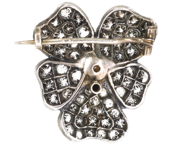 Edwardian Silver, Pearl & Paste Pansy Brooch