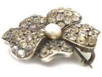 Edwardian Silver, Pearl & Paste Pansy Brooch
