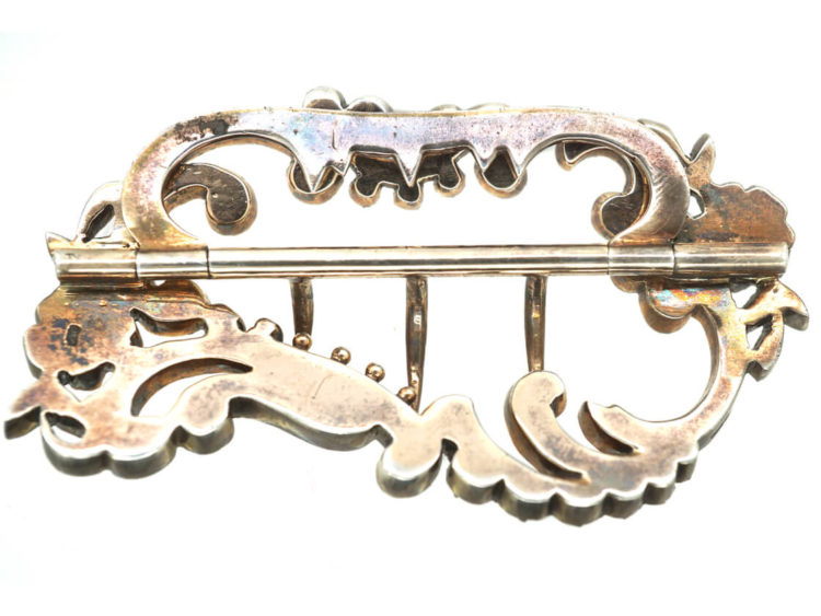 Edwardian Silver & Paste Buckle with Flower Motif