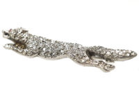 Edwardian Diamond Set Fox Brooch with Ruby Eyes