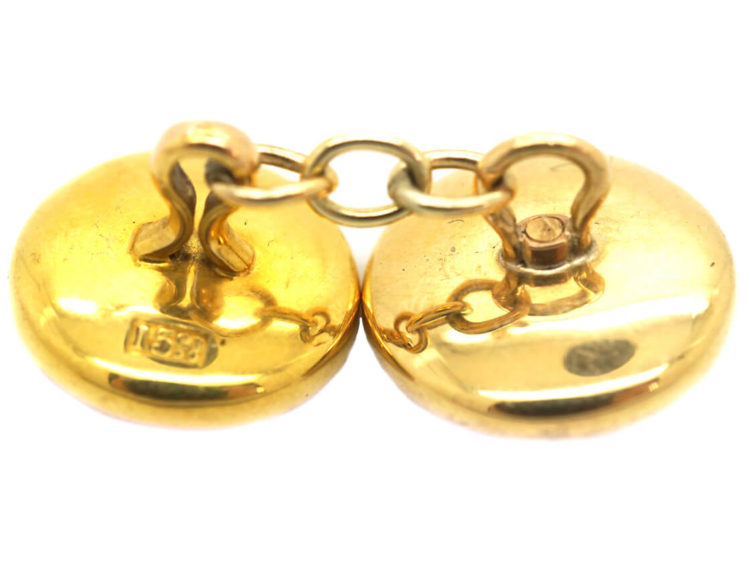 Edwardian 15ct Gold & Mother of Pearl Button Cufflinks