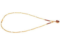 Edwardian 9ct Gold & Strawberry Red & White Enamel Heart Necklace