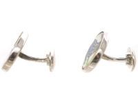 Silver Purple Frog Cufflinks by Roger Doyle