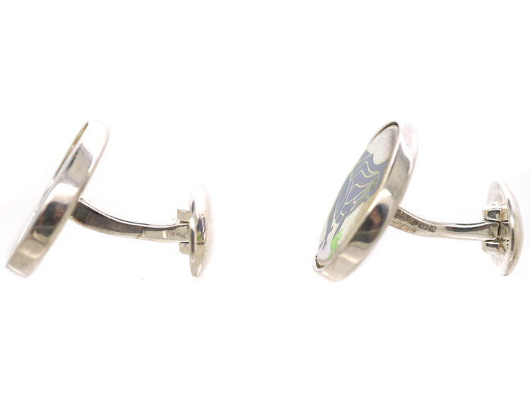 Silver Purple Frog Cufflinks by Roger Doyle