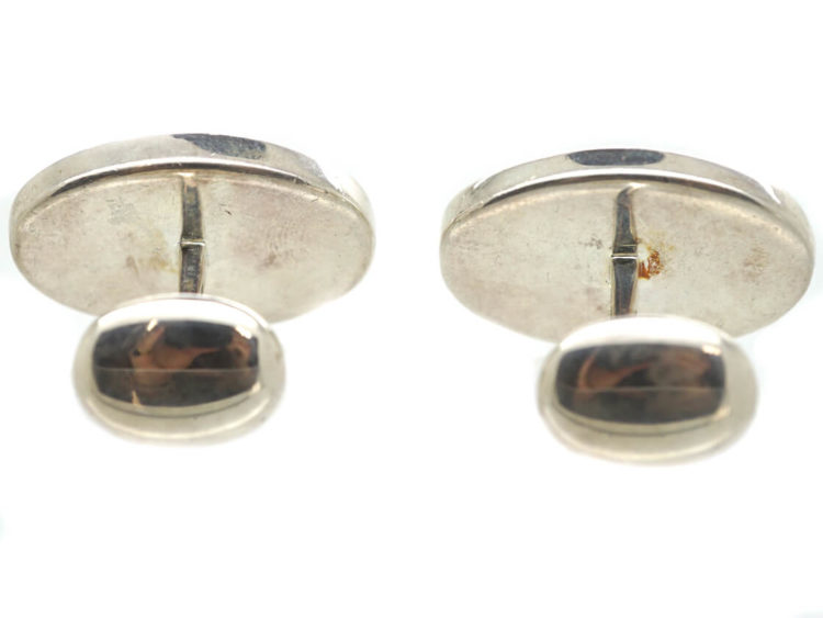 Silver Purple Frog Cufflinks by Roger Doyle