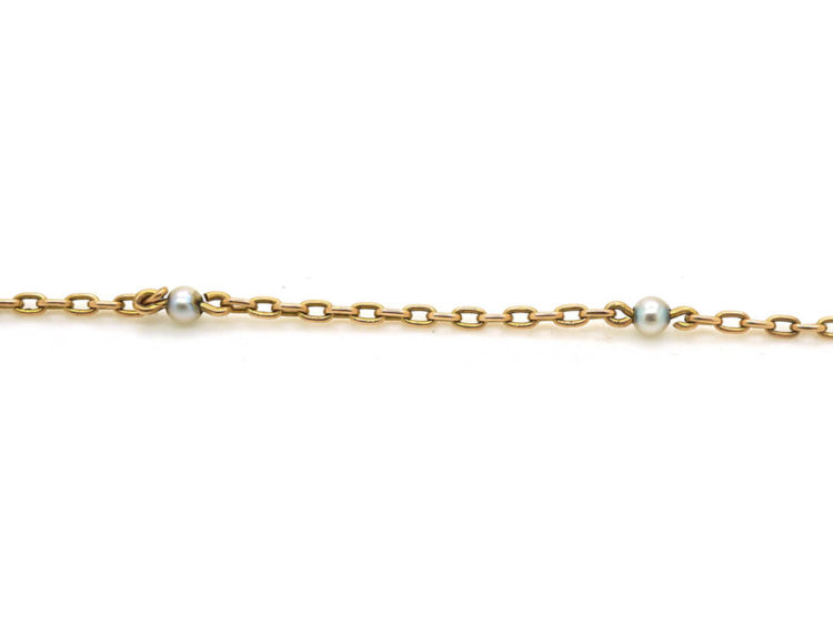 Edwardian 15ct Gold & Natural Pearls Chain