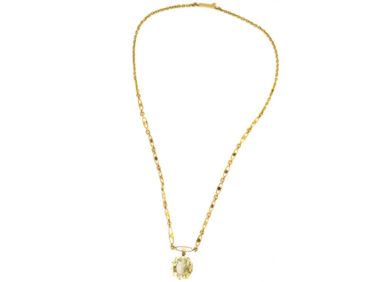 Art Deco 18ct Gold & Yellow Sapphire Necklace