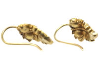 Georgian 18ct Gold Rose Diamond Vine Leaf Earrings