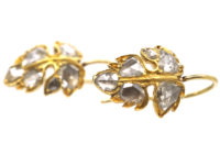 Georgian 18ct Gold Rose Diamond Vine Leaf Earrings