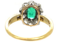 Swedish 18ct Gold Emerald & Diamond Cluster Ring