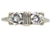 Art Deco 18ct White Gold Three Stone Diamond Ring