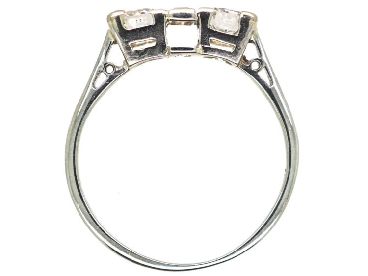 Art Deco 18ct White Gold Three Stone Diamond Ring
