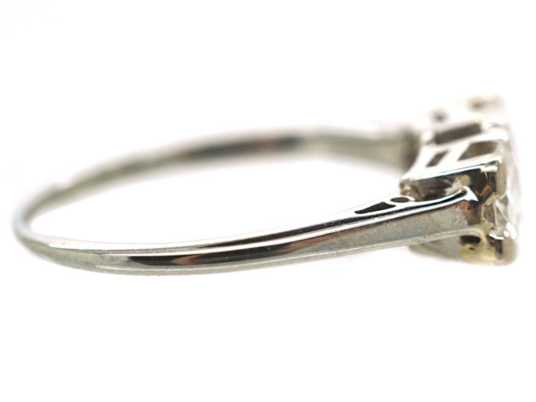Art Deco 18ct White Gold Three Stone Diamond Ring