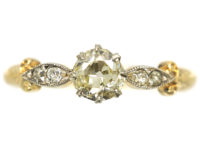Edwardian 18ct Gold, Platinum & Diamond Solitaire Ring