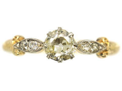 Edwardian 18ct Gold, Platinum & Diamond Solitaire Ring